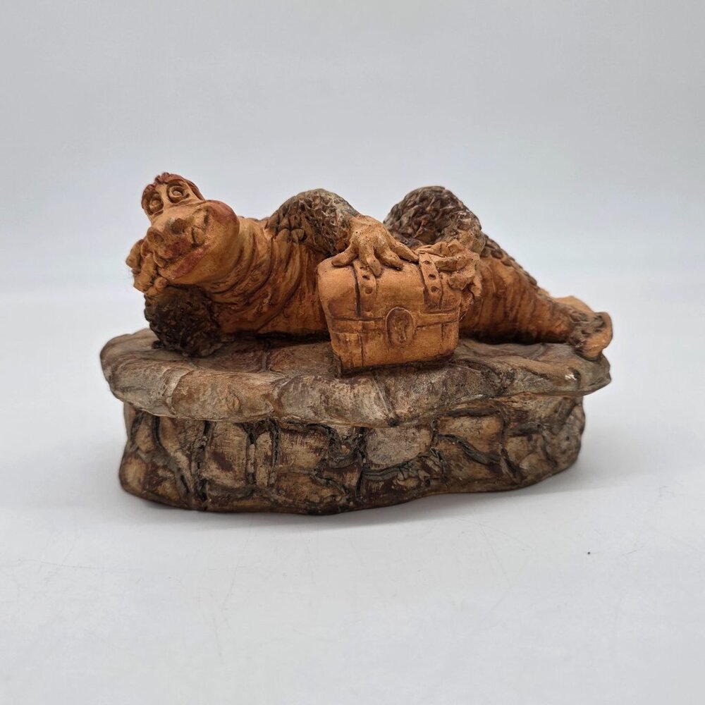 Crocodile Treasure Chest Trinket Box Figurine by Albee 1992 Travelling Luggage